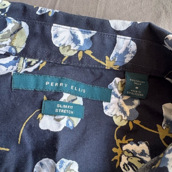 Perry Ellis Slim Fit Floral Print Stretch Shirt - Picture 3 of 6